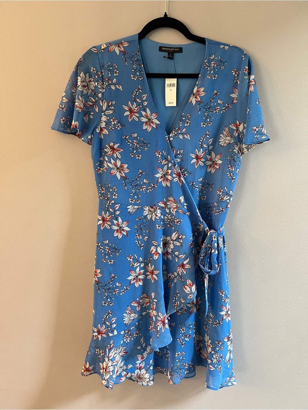 Banana Republic Blue Floral Wrap Mini Dress